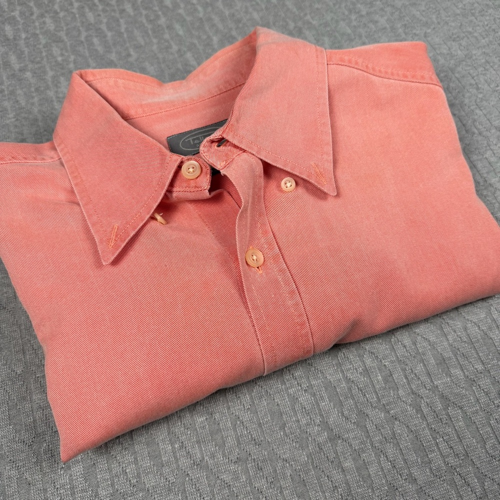 Talbots Men's Casual Coral Button Down Shirt Weathered Tweed Large